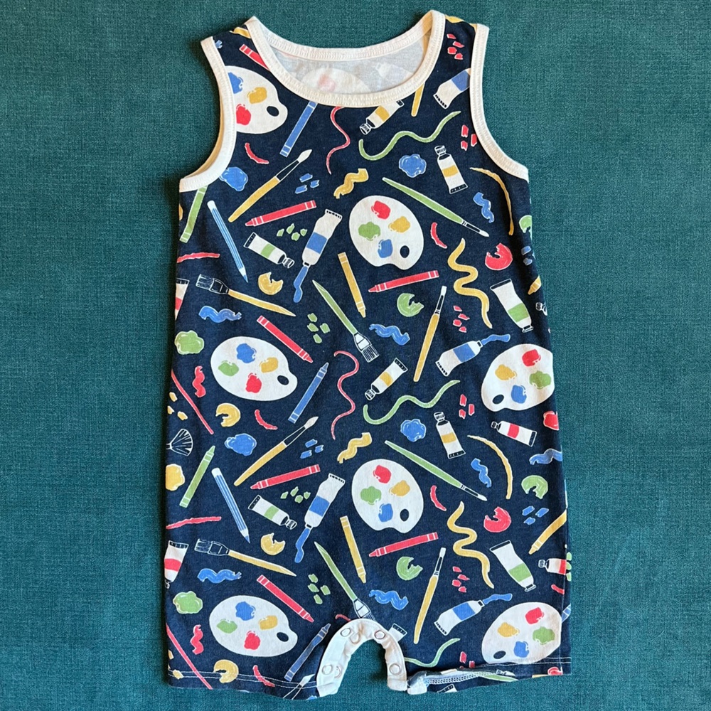 Art Supplies Tank Romper, Winter Water Factory, 18 months